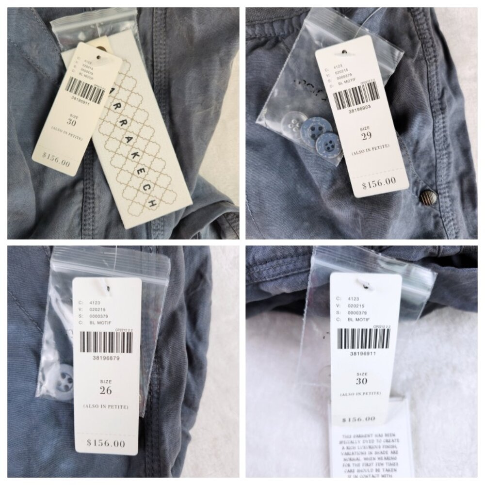Marrakech Blue Gray Charlotte Roll Tab Tencil Pants Anthropologie - Picture 8 of 11